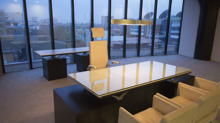 India, Empty management office at dusk