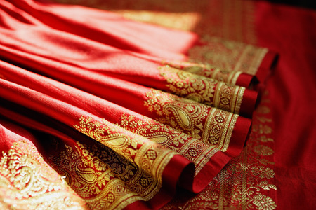 Close-up of Indian sariの写真素材