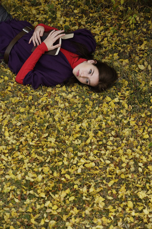 Young woman relaxing in natureの写真素材