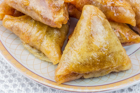 Moroccan tea glasses and biscuitの写真素材