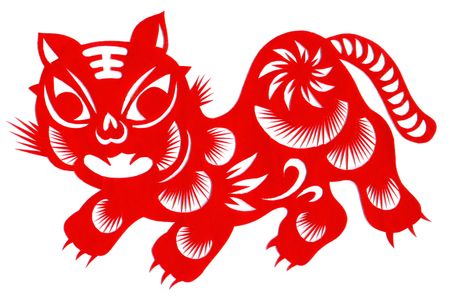 Chinese Traditional Handcraft Paper-Cut Tigerの写真素材