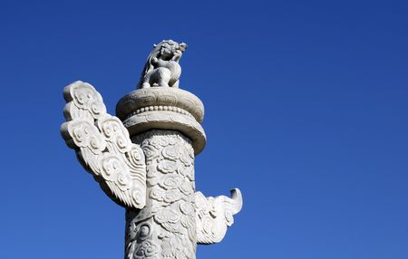 Royal Column with Chinese Dragon in front of the Imperial Palaceの写真素材