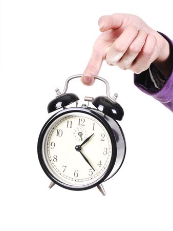 Alarm Clock Hang on the Fingersの写真素材
