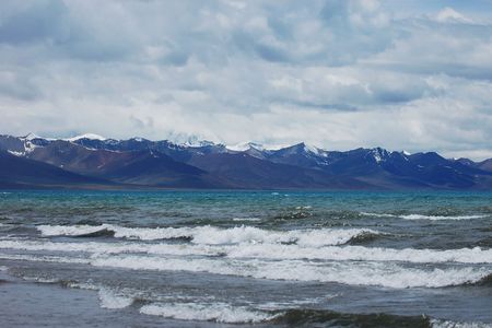 Snow Mountain and Seaの写真素材