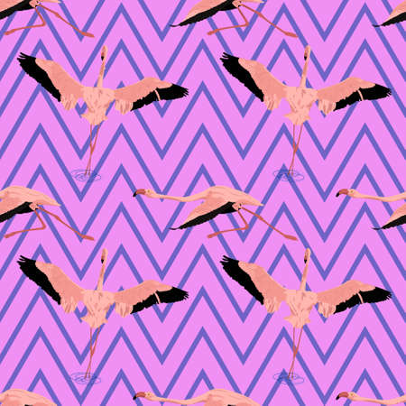 flamingo pattern seamless vector with  geometric backgroundのイラスト素材