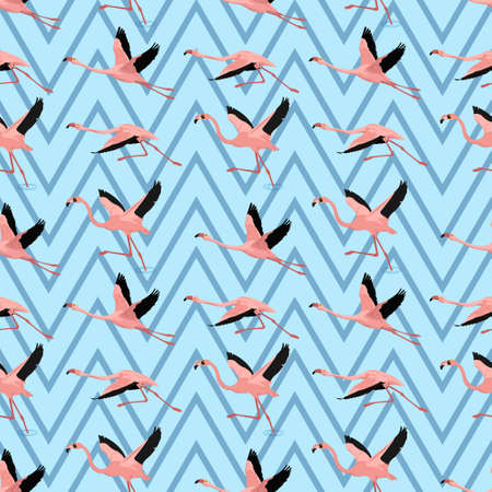 flamingo pattern seamless vector with  geometric backgroundのイラスト素材