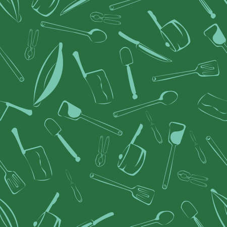 Seamless Kitchen Tools Pattern in Vector realistic  modern designのイラスト素材