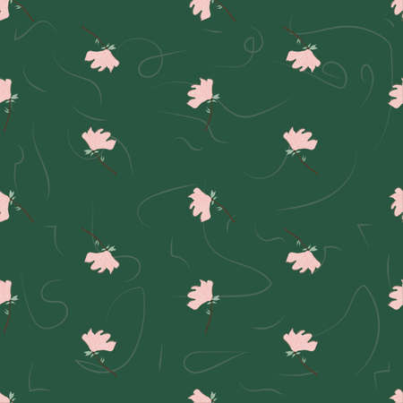 Seamless Floral Pattern. Magnolia Flowers and Leaves Exotic. Vector Design. Texture. Summer and Spring. suitable background, textur, fabric, textile, wallpaper, tile, print, backdrop, vintage,のイラスト素材