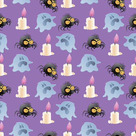 Halloween holiday seamless pattern background with hand drawing elements.のイラスト素材