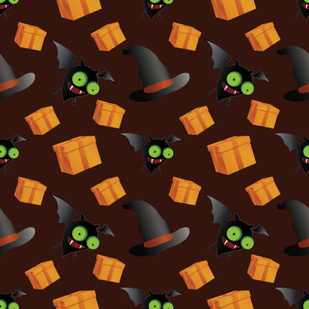 Halloween holiday seamless pattern background with hand drawing elements.のイラスト素材