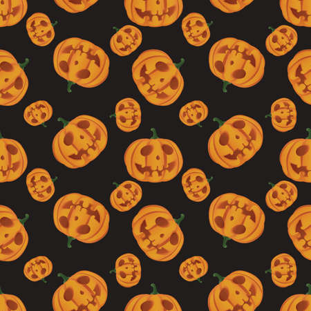 Halloween holiday seamless pattern background with hand drawing elements.のイラスト素材