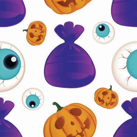 Halloween holiday seamless pattern background with hand drawing elements.のイラスト素材