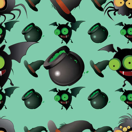 Halloween holiday seamless pattern background with hand drawing elements.のイラスト素材