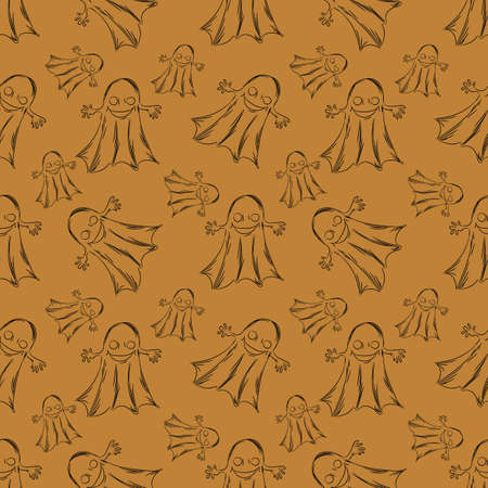Halloween holiday seamless pattern background with hand drawing elements.のイラスト素材