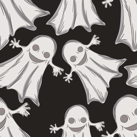 Halloween holiday seamless pattern background with hand drawing elementsのイラスト素材