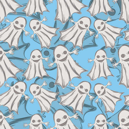 Halloween holiday seamless pattern background with hand drawing elements.のイラスト素材