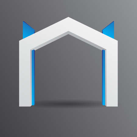exhibition stand Gate entrance vector with blue lightedのイラスト素材