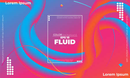 Abstract fluid color pattern of neon color liquid gradient background with modern geometric dynamic...