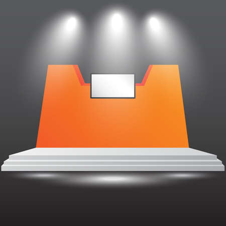 minimalist 3d stage performance presentation exhibition with blank LED backdrop screen and space for your image.のイラスト素材