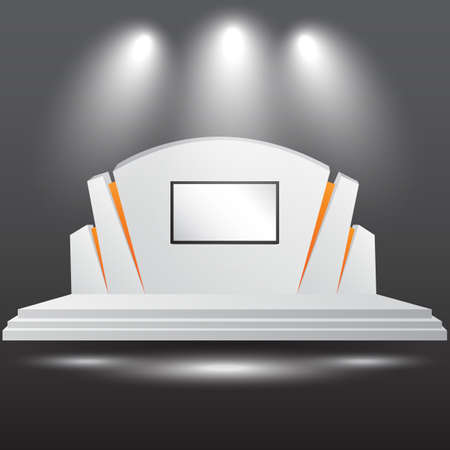 minimalist 3d stage performance presentation exhibition with blank LED backdrop screen and space for your image.のイラスト素材
