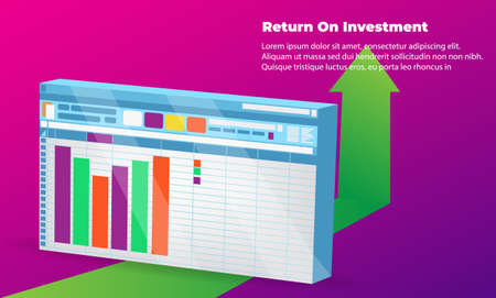 business target direction concept to success. Return on investment ROI. Applicable for promotion   cover poster  infographic   landing page  ui  ux  persentation   baner  social media postedのイラスト素材