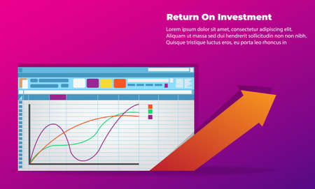 business target direction concept to success. Return on investment ROI. Applicable for promotion   cover poster  infographic   landing page  ui  ux  persentation   baner  social media postedのイラスト素材