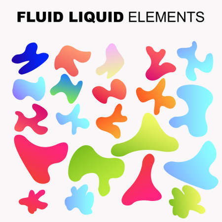 fluid shape vector set. gradient liquid with neon colors, item for the design of a logo, flyer, persentation, gift card,  Poster on wall,  landing page, ,coverbook,  banner, social media postedのイラスト素材