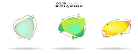 fluid shape vector set. gradient liquid with neon colors, item for the design of a logo, flyer, persentation, gift card,  Poster on wall,  landing page, ,coverbook,  banner, social media postedのイラスト素材