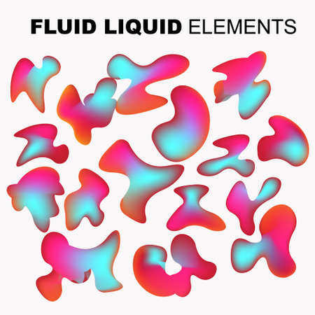 fluid shape vector set. gradient liquid with neon colors, item for the design of a logo, flyer, persentation, gift card,  Poster on wall,  landing page, ,coverbook,  banner, social media postedのイラスト素材