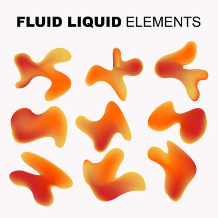 fluid shape vector set. gradient liquid with neon colors, item for the design of a logo, flyer, persentation, gift card,  Poster on wall,  landing page, ,coverbook,  banner, social media postedのイラスト素材
