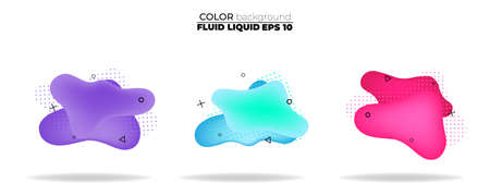 fluid shape vector set. gradient liquid with neon colors, item for the design of a logo, flyer, persentation, gift card,  Poster on wall,  landing page, ,coverbook,  banner, social media postedのイラスト素材