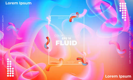 Abstract fluid wave color pattern of neon color liquid gradient background with modern geometric dynamic motion styleのイラスト素材