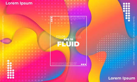 Abstract fluid wave color pattern of neon color liquid gradient background with modern geometric...
