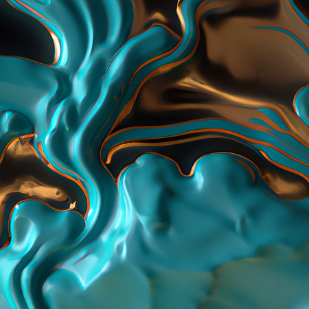 abstract background of blue and black liquid paint, 3d renderの素材