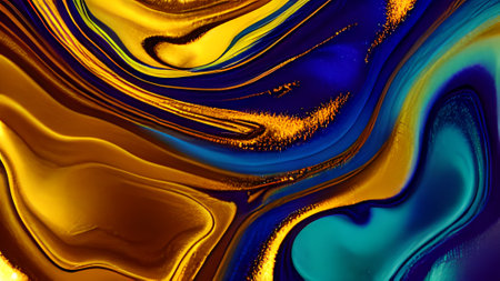 abstract background of the oil paint in yellow, blue and redの素材