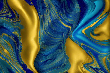 Blue and yellow abstract background with spots of paint. 3d renderingの素材