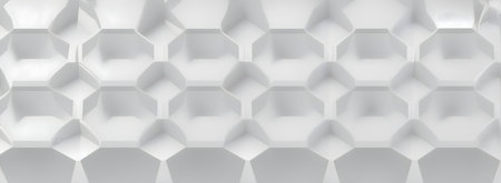 Abstract 3d rendering of white hexagons. Futuristic background.の写真素材