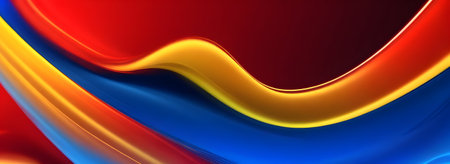 3d render, abstract wavy background with red yellow blue colors
