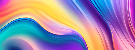 abstract colorful background with smooth lines in blue, orange, yellow, purple colorsの写真素材