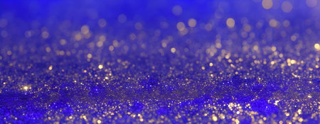 glitter vintage lights background. gold and blue. de-focused