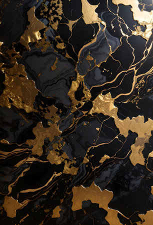Gold and black marble texture background. Abstract gold and black marble pattern.の写真素材