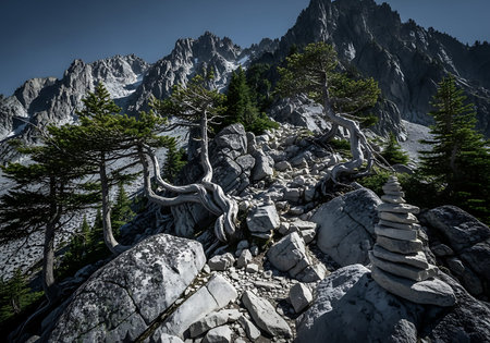 Pine tree on top of a mountain