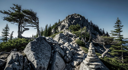 Pine tree on the top of Mount Tahtaliの写真素材