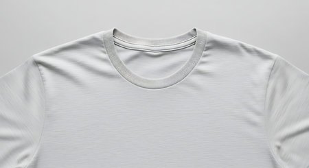 Isolated blank heather grey cotton crewneck t-shirt flat lay mockup template.