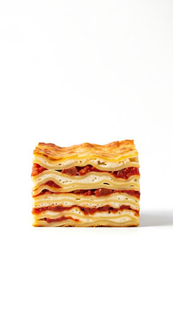 Perfect Lasagna al Forno Stack Isolated Macro Cross-Section Detail.の写真素材