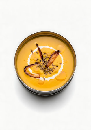 Creamy Yellow Daal Tadka in Steel Dabba, Studio Shot Isolated.