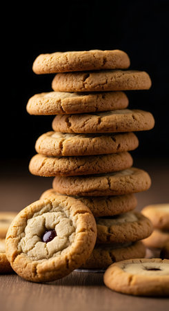 Razor-sharp towering abundance of homemade chocolate chip dessert photography.