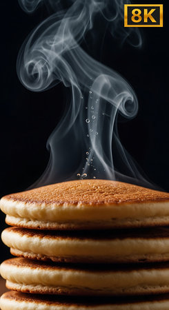 Close-up photo of rising steam, frozen motion, emphasizing warmth and freshness.