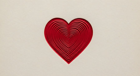 Extreme macro of vintage letterpress heart embossed paper texture.