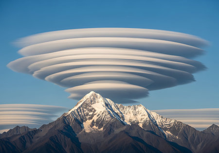Extreme telephoto compression captures immense lenticular cloud texture and scale.